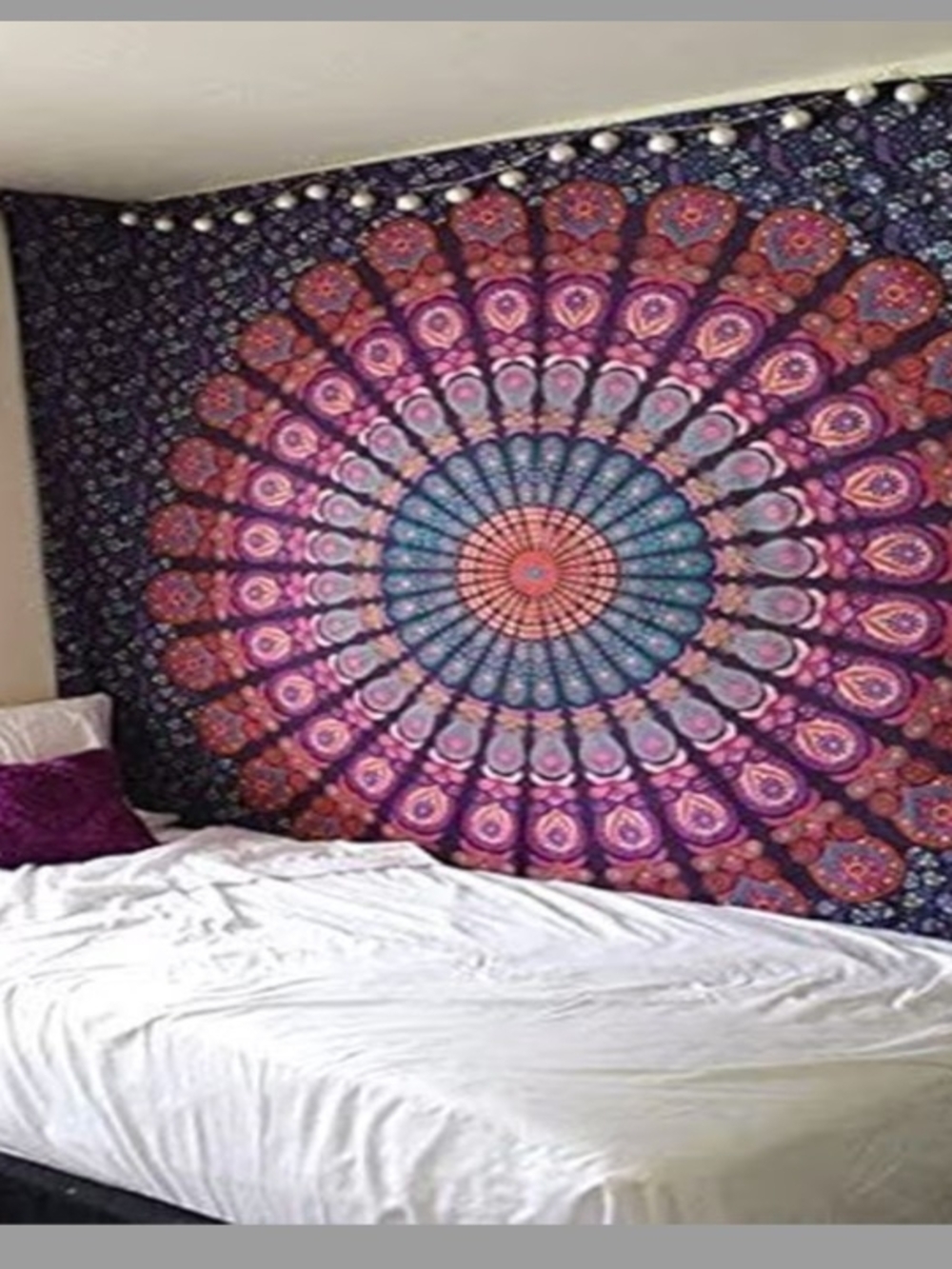 NWOT Hippie Bohemian Mandala Wall Tapestry - Purple Pink Blue 80" X 87"